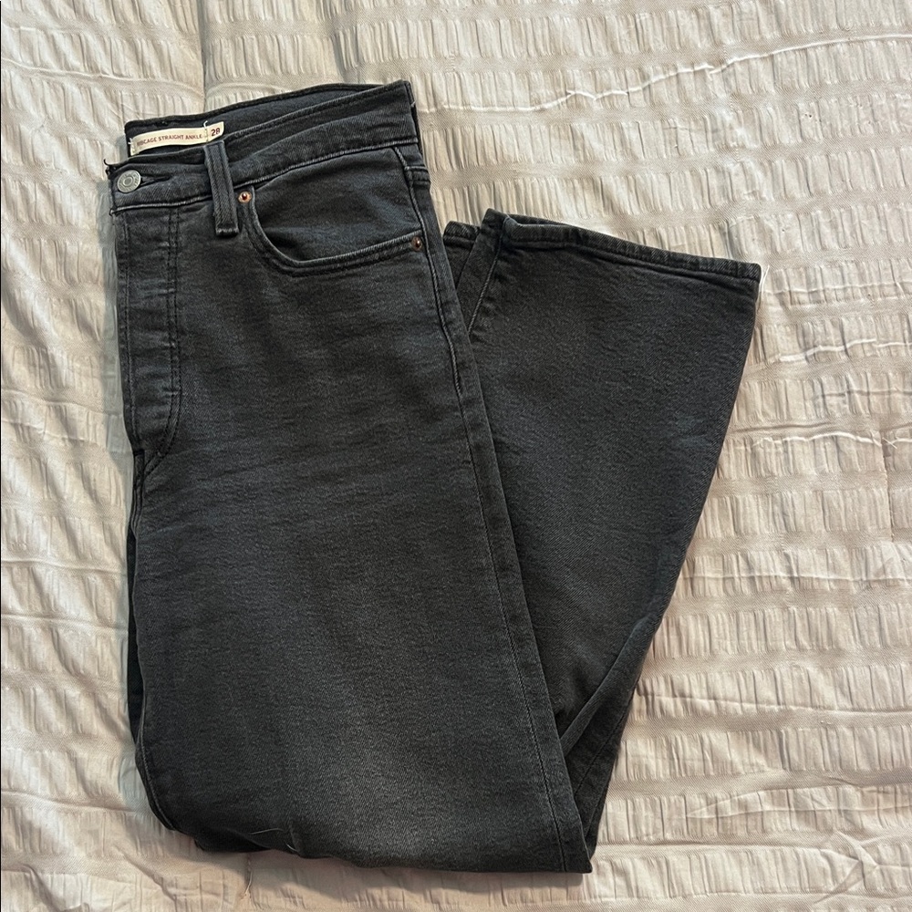 Levi Strauss Charcoal Ribcage Straight Denim Jeans
